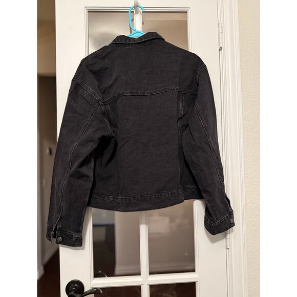 Savanna Jane rhinestone fringe crop front denim jacket black medium western NWT - Picture 8 of 12